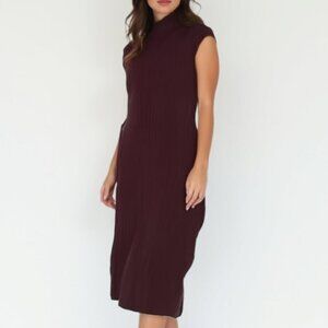 ❤️ SILVER SEANS CO. Sleeveless Burgundy Sweater Dress wool blend L NWT